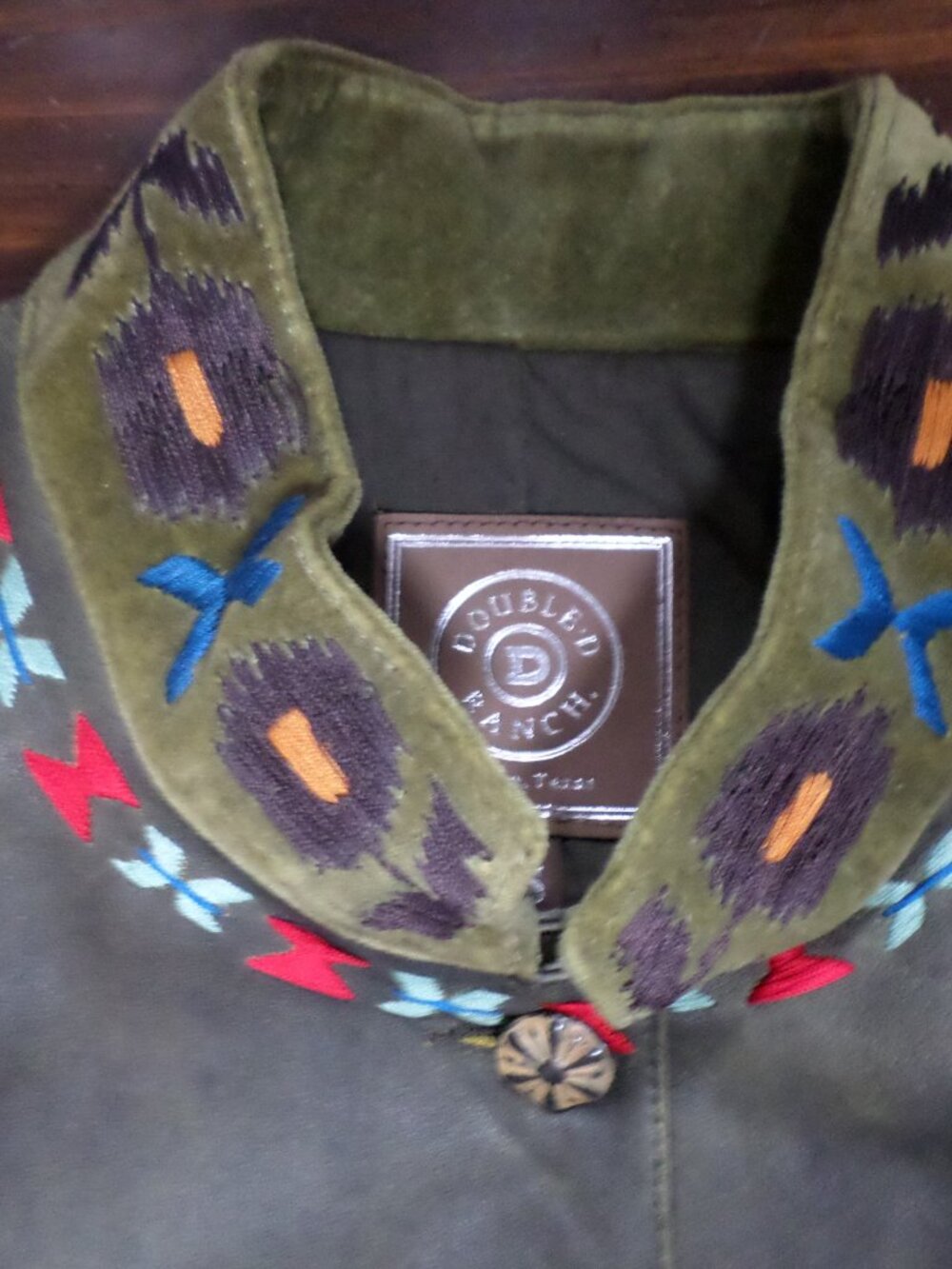DOUBLE D RANCH Leather Jacket-Brown-Multicolor Embroidery--Women's Small--NWOT - Picture 4 of 10